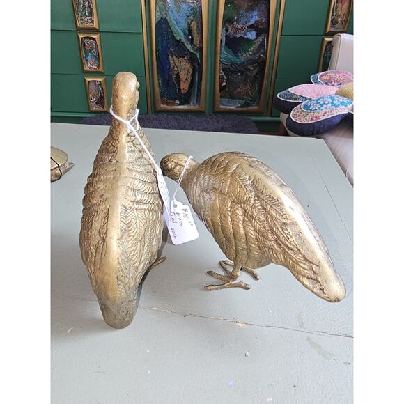 Vintage MCM Brass Quail Or Grouse Figurines-set of 2. In Amazing Condition!!!! - Picture 11 of 14